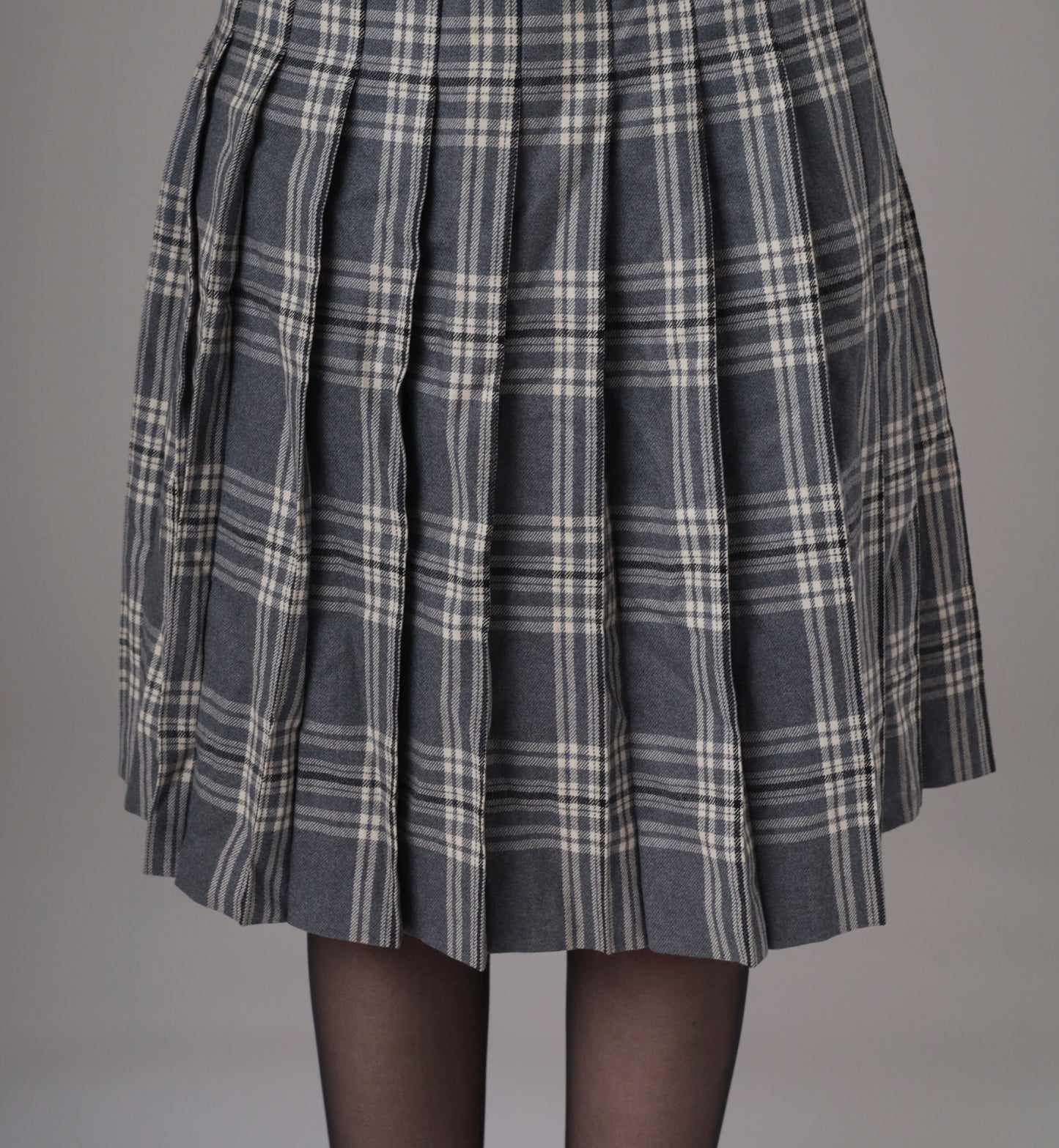 90s Grey Plaid Maxi Skirt