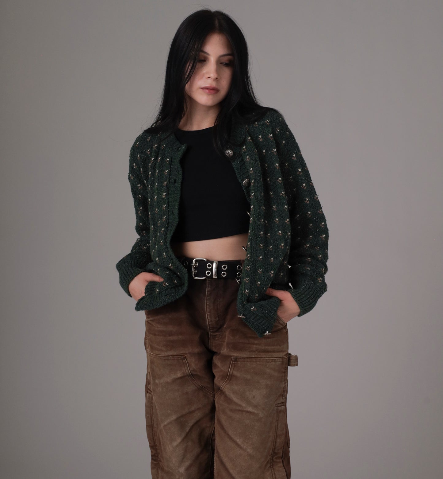 90s Green Cardigan Sweater