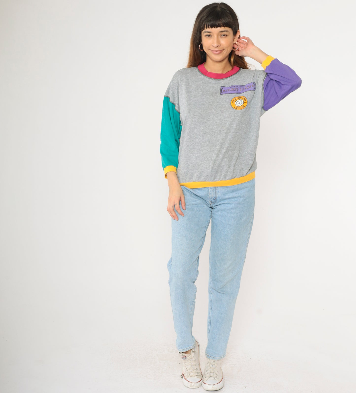 90s International Sports Color Block Shirt M