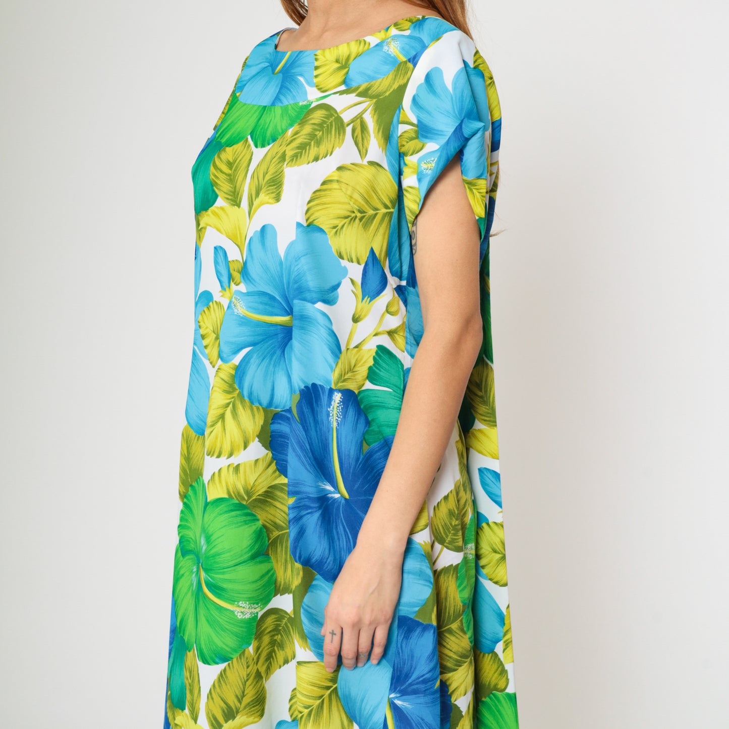 Vintage Tropical Hawaiian Floral Maxi Dress L