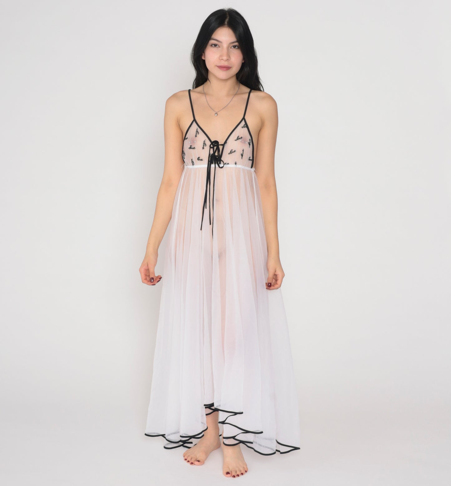 Love Sheer White Nightgown 70s Lingerie Slip Dress