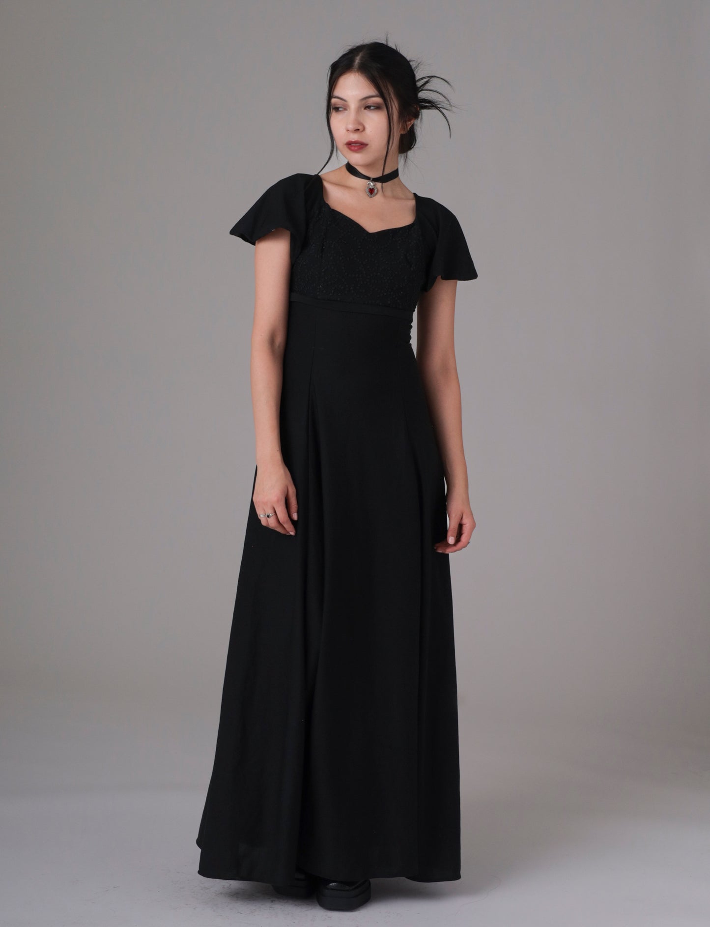 Y2K Beaded Black Maxi Dress