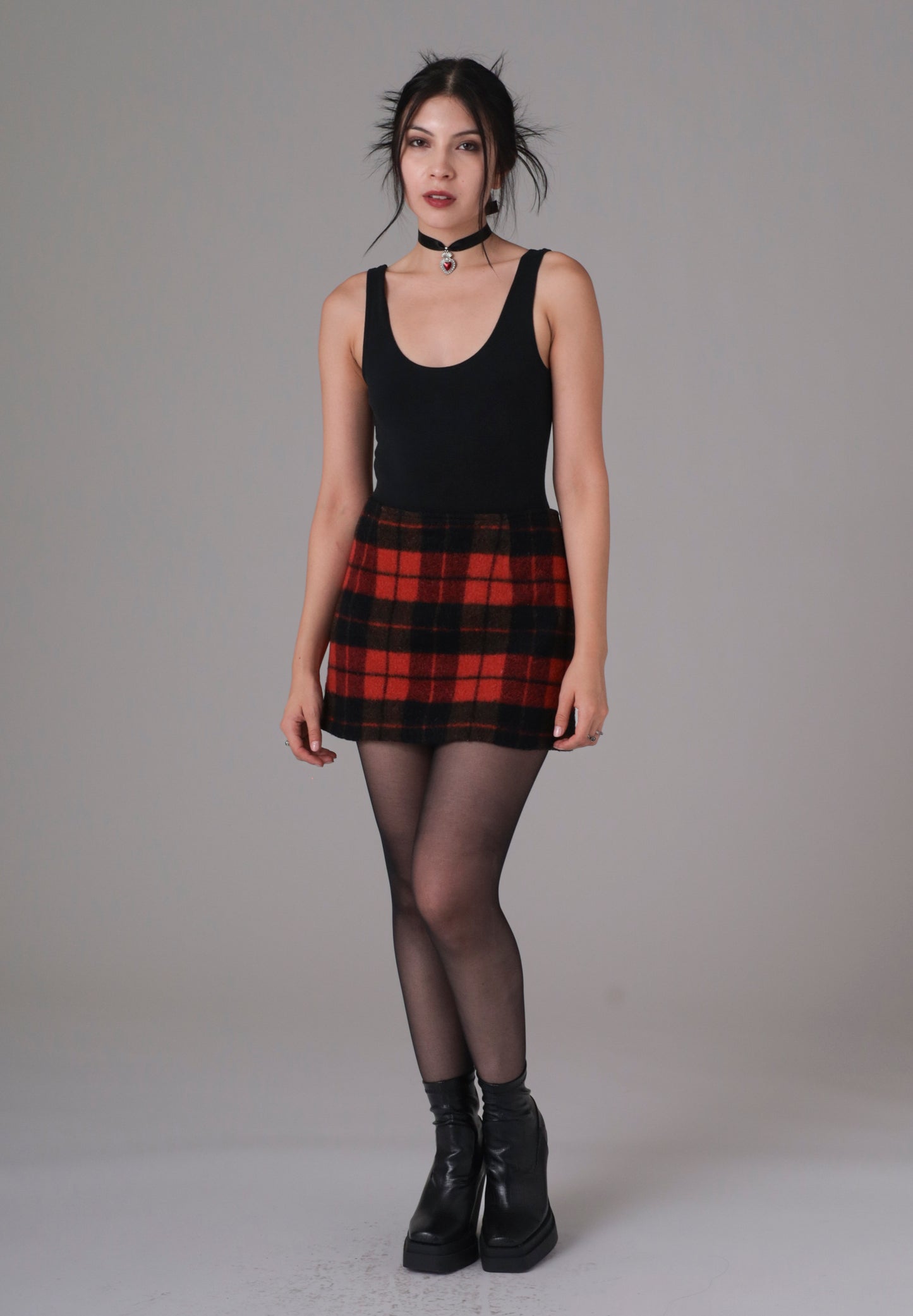 Y2K Guess Mini Red and Black Plaid Skirt