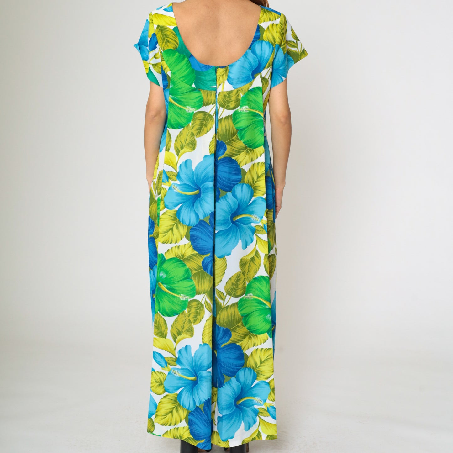 Vintage Tropical Hawaiian Floral Maxi Dress L