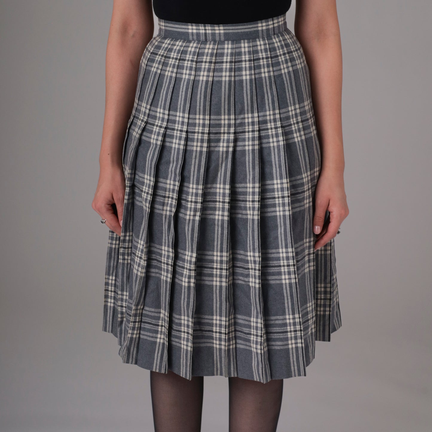 90s Grey Plaid Maxi Skirt