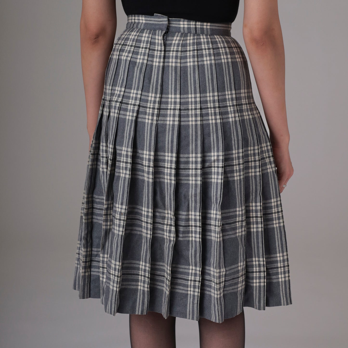 90s Grey Plaid Maxi Skirt