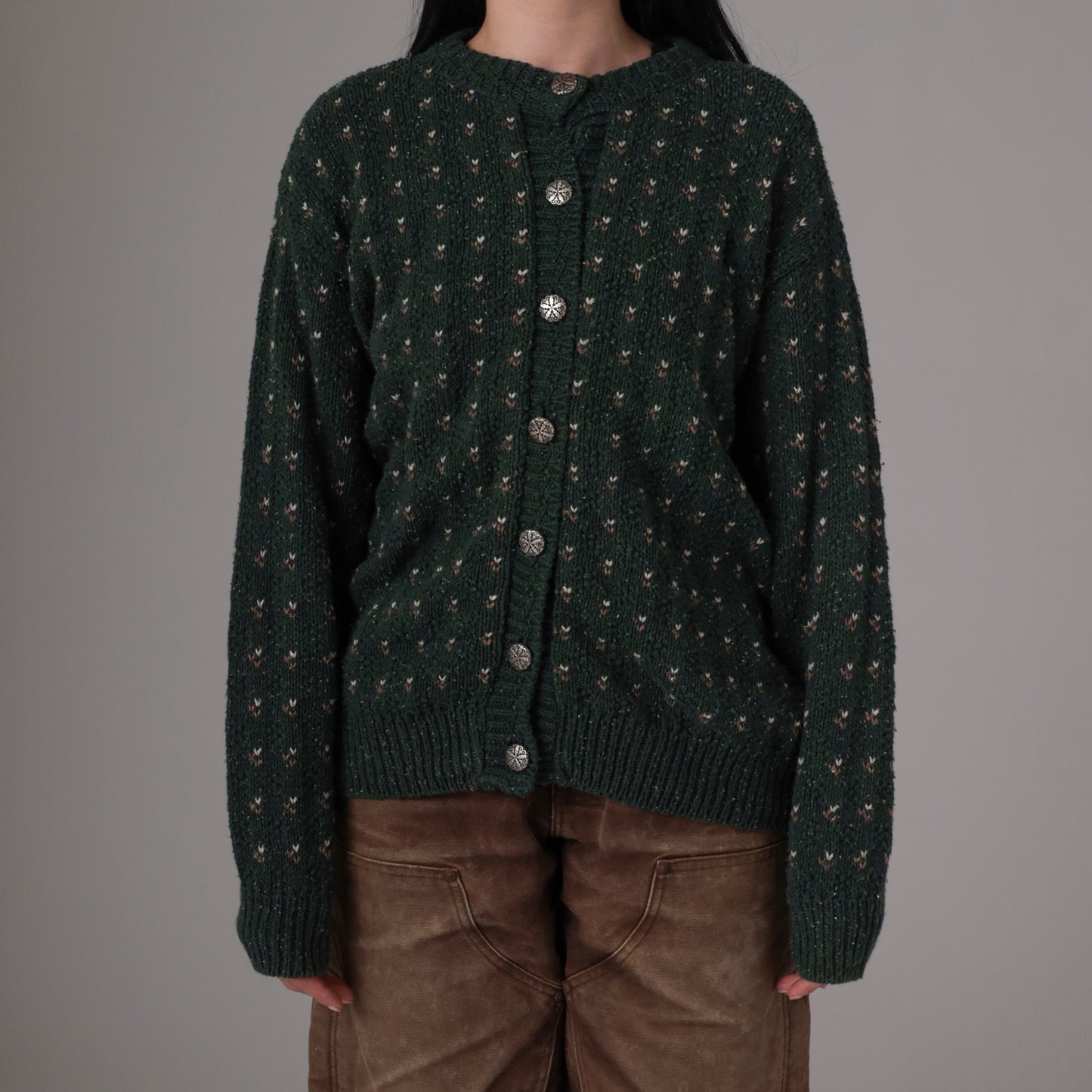 90s Green Cardigan Sweater