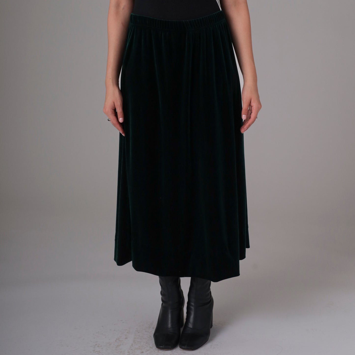 90s Dark Green Velvet Maxi Skirt