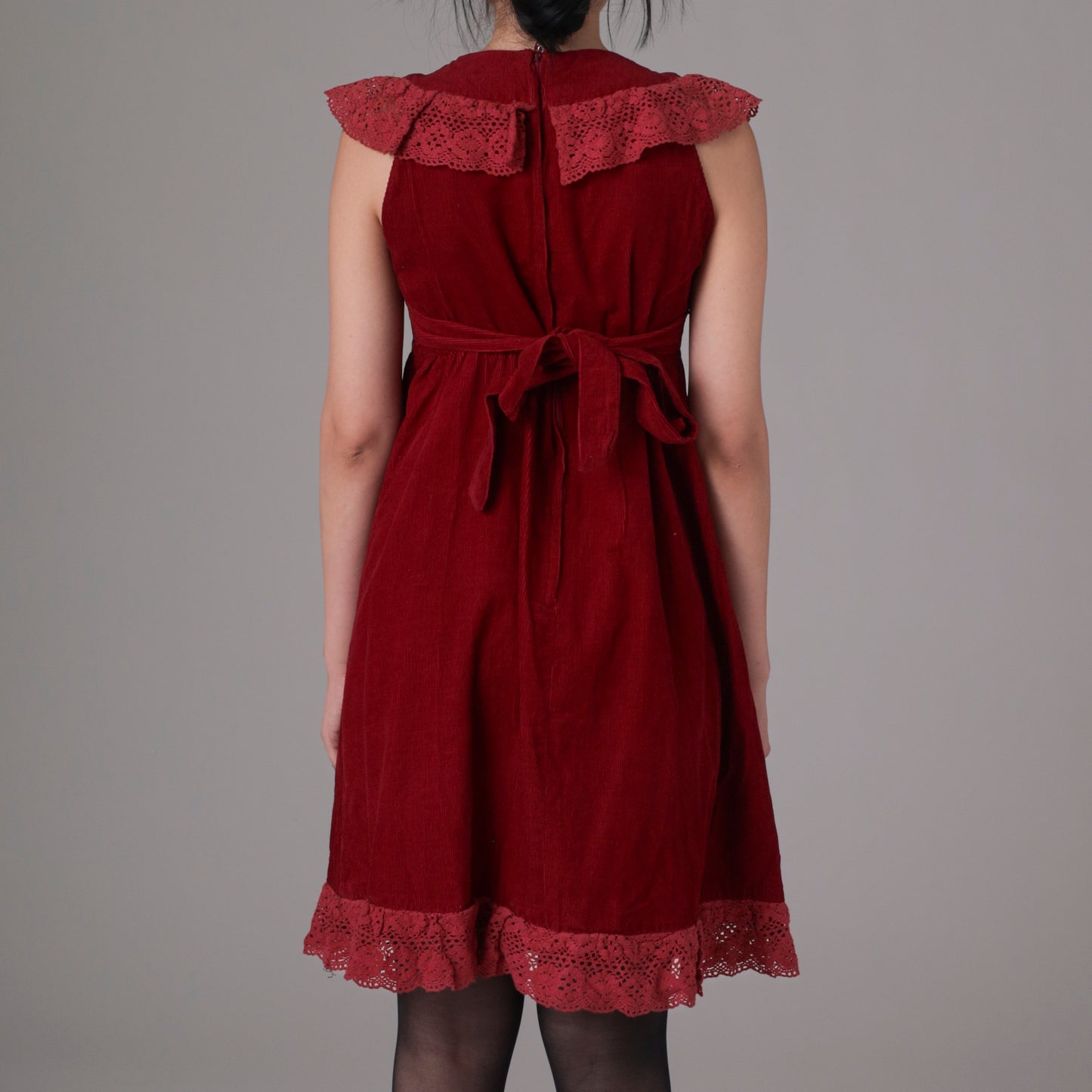 Burgundy Corduroy Baby Doll Mini Mod Dress